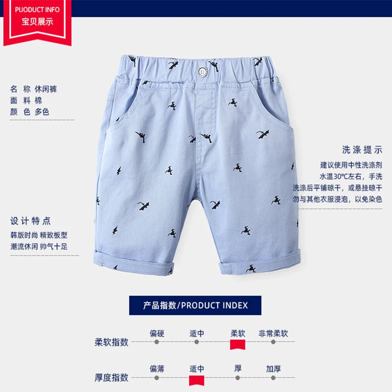 Boys Cartoon Print Summer Cotton Shorts