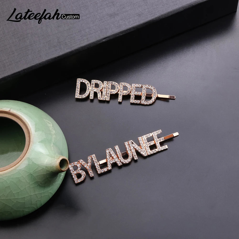 Lateefah Custom Rhinestone Letter Hairpin