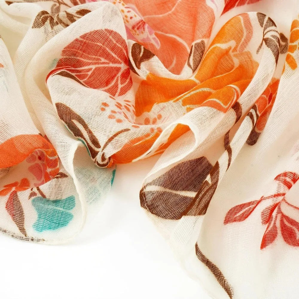 Women’s Lightweight Floral Cotton Scarf