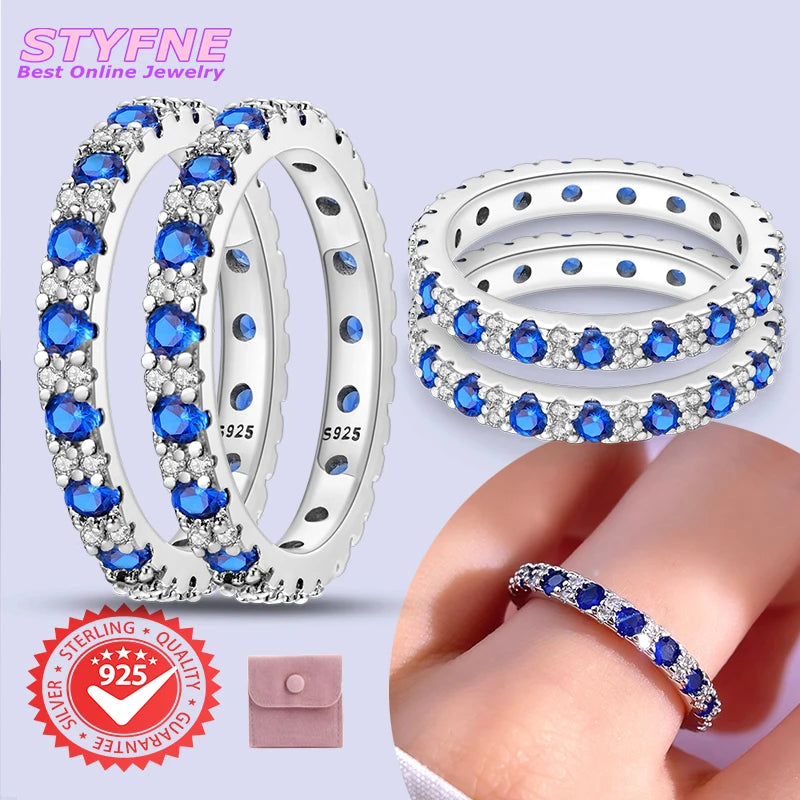 Women’s 925 Silver Blue Zircon Ring