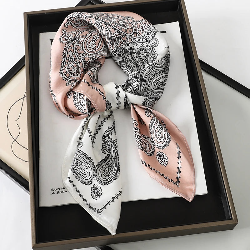 LuxeSilk 70x70cm Printed Women’s Square Scarf – 2025 Fashion Collection