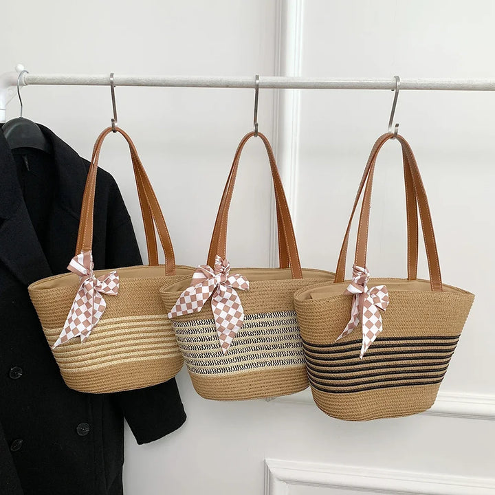 Women’s Straw Crochet Beach Tote Bag