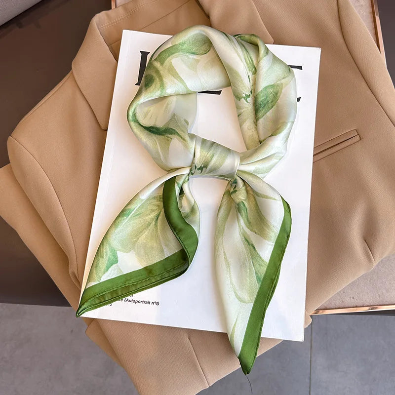 LuxeSilk 70x70cm Printed Women’s Square Scarf – 2025 Fashion Collection
