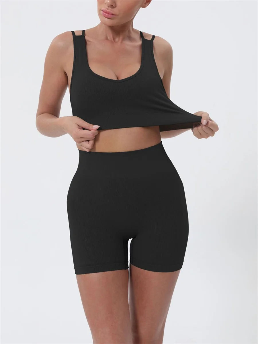Women’s Summer 2-Piece Sleeveless Crop Top & Shorts Set