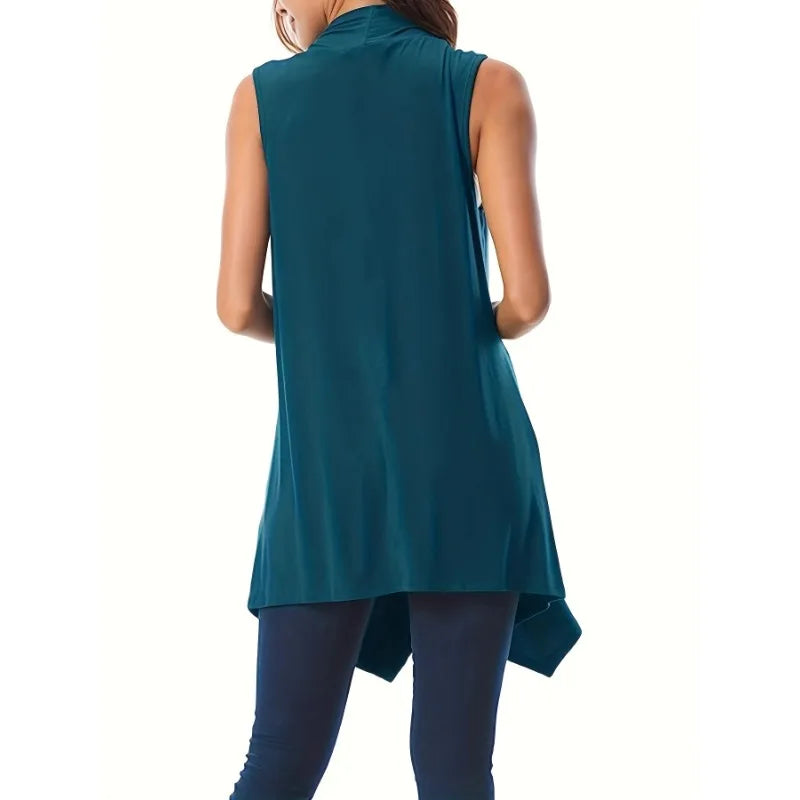 Plus Size Asymmetric Hem Sleeveless Cardigan