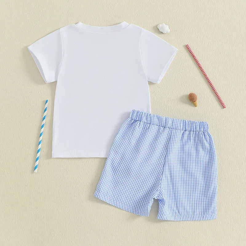 Boys Summer Outfit Set – Graphic Tee & Camo Shorts