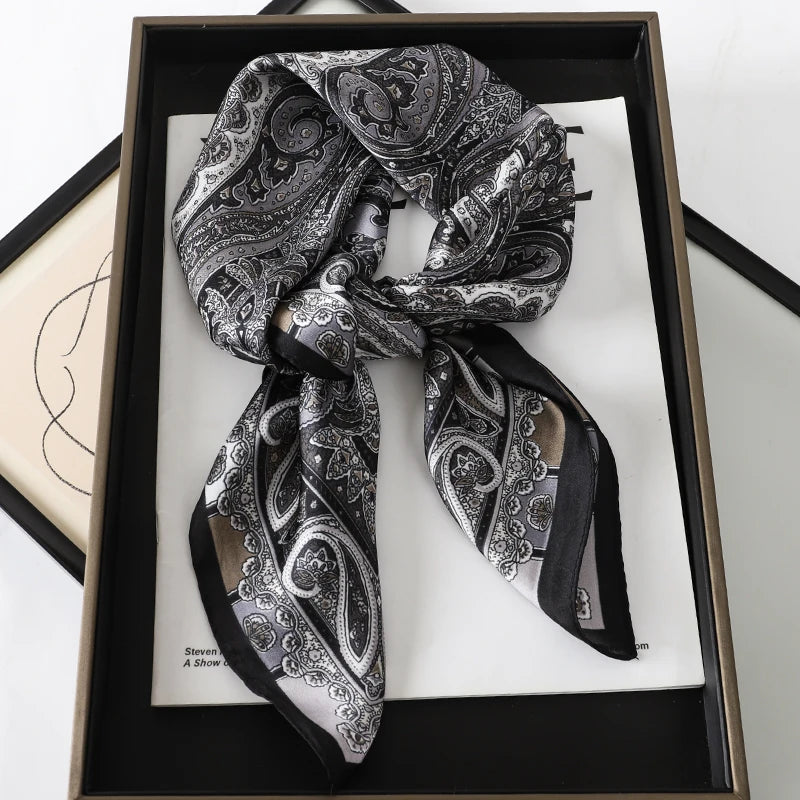 LuxeSilk 70x70cm Printed Women’s Square Scarf – 2025 Fashion Collection