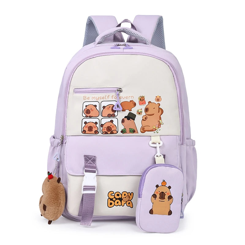 Cartoon Capybara Kawaii School Backpack