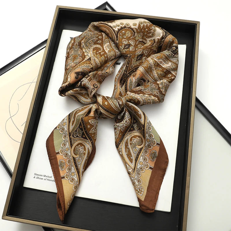 LuxeSilk 70x70cm Printed Women’s Square Scarf – 2025 Fashion Collection