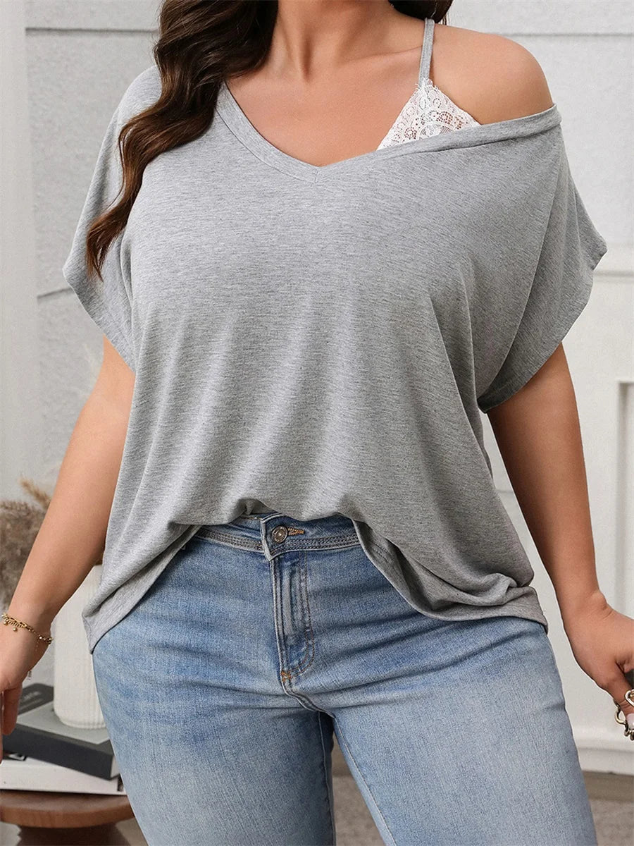 Plus Size Floral Off-Shoulder Ruffle Top