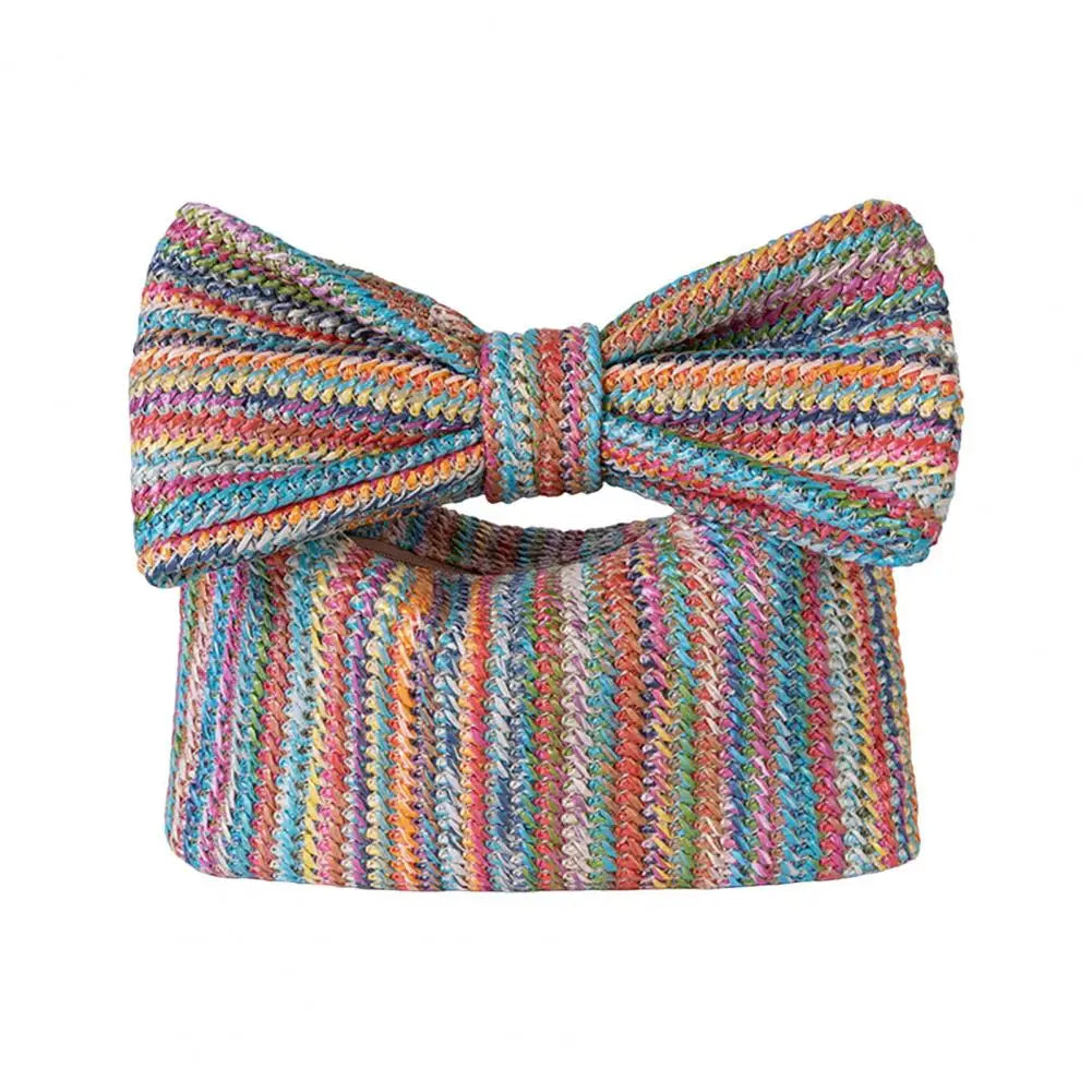 Boho Straw Bow Clutch Bag