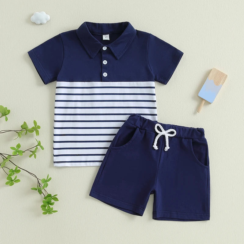 Boys Summer Outfit Set – Graphic Tee & Denim Shorts