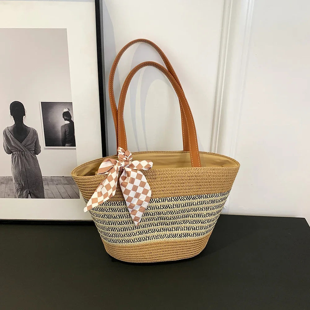 Women’s Straw Crochet Beach Tote Bag