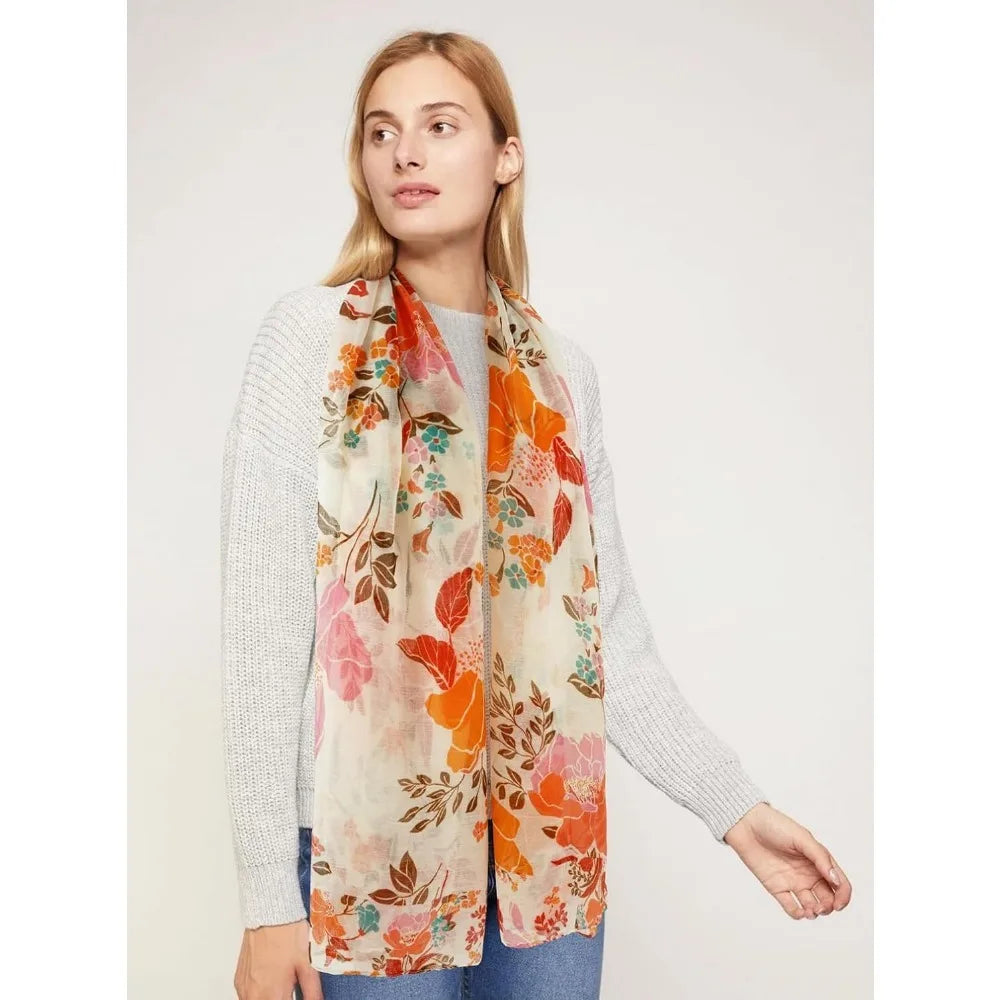 Women’s Lightweight Floral Cotton Scarf