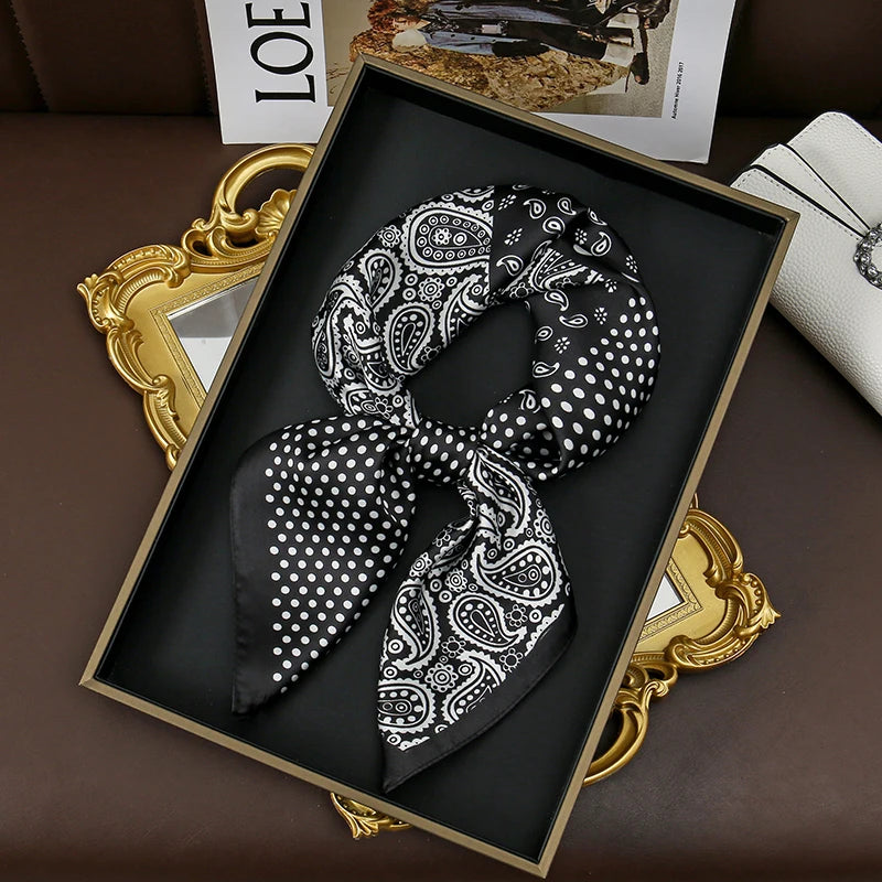 LuxeSilk 70x70cm Printed Women’s Square Scarf – 2025 Fashion Collection