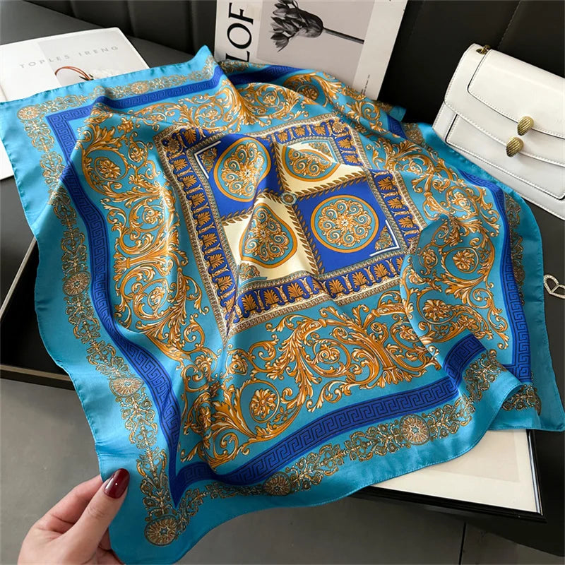LuxeSilk 70x70cm Printed Women’s Square Scarf – 2025 Fashion Collection