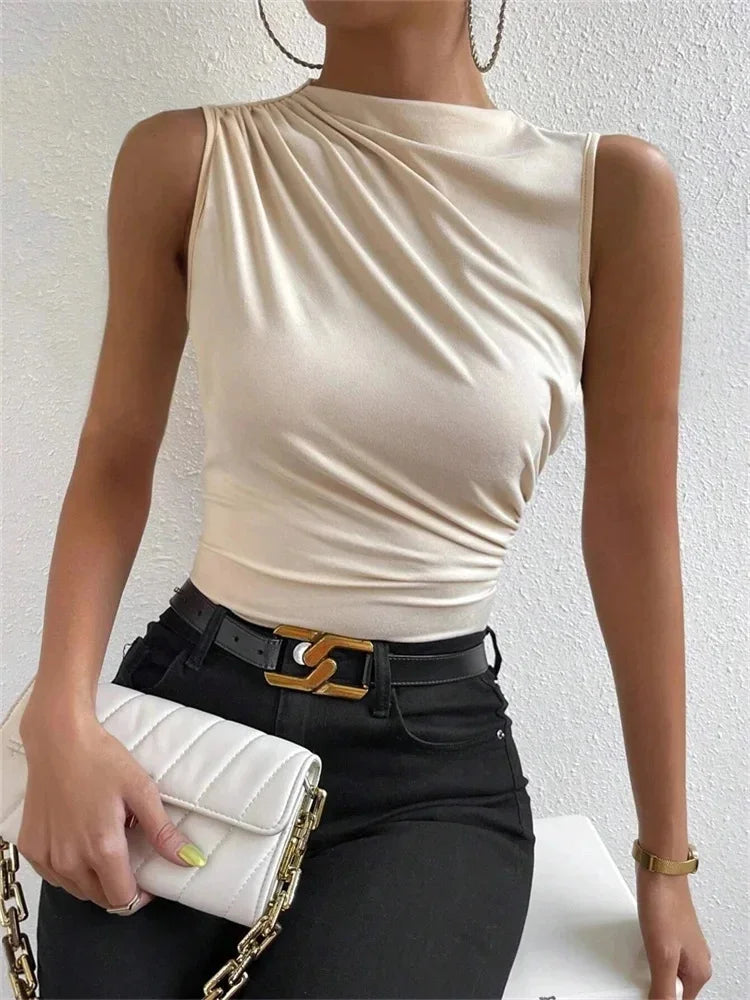 Women’s Mock Neck Ruched Tank Top