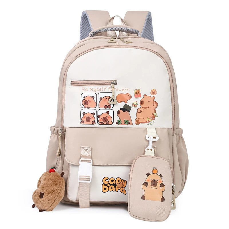 Cartoon Capybara Kawaii School Backpack