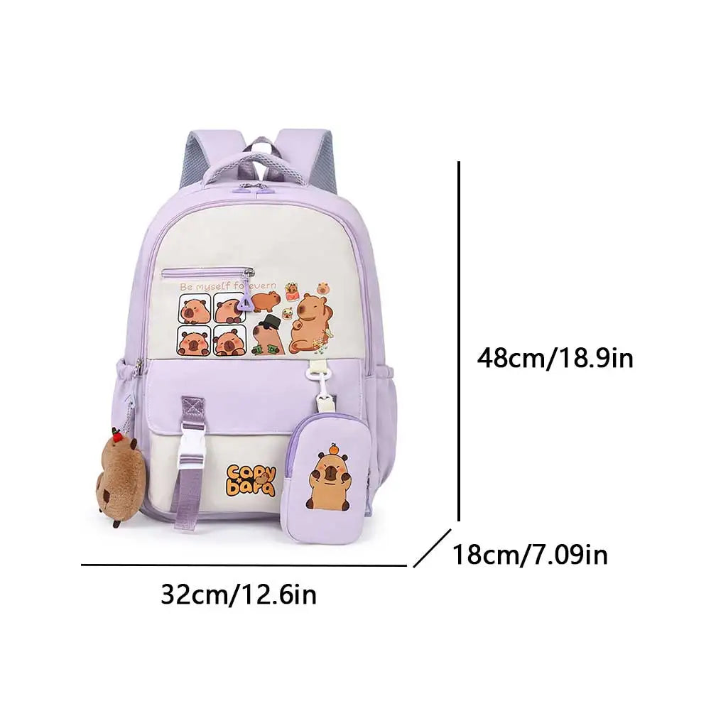 Cartoon Capybara Kawaii School Backpack