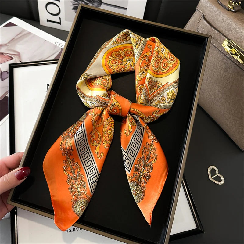 LuxeSilk 70x70cm Printed Women’s Square Scarf – 2025 Fashion Collection