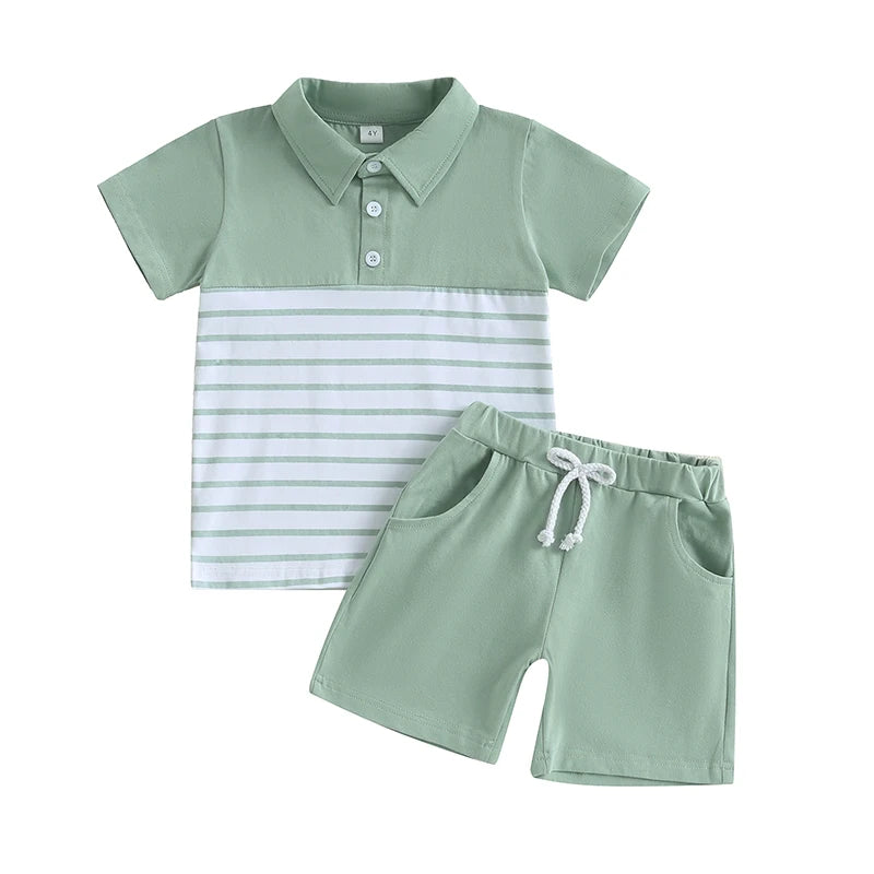Boys Summer Outfit Set – Graphic Tee & Denim Shorts