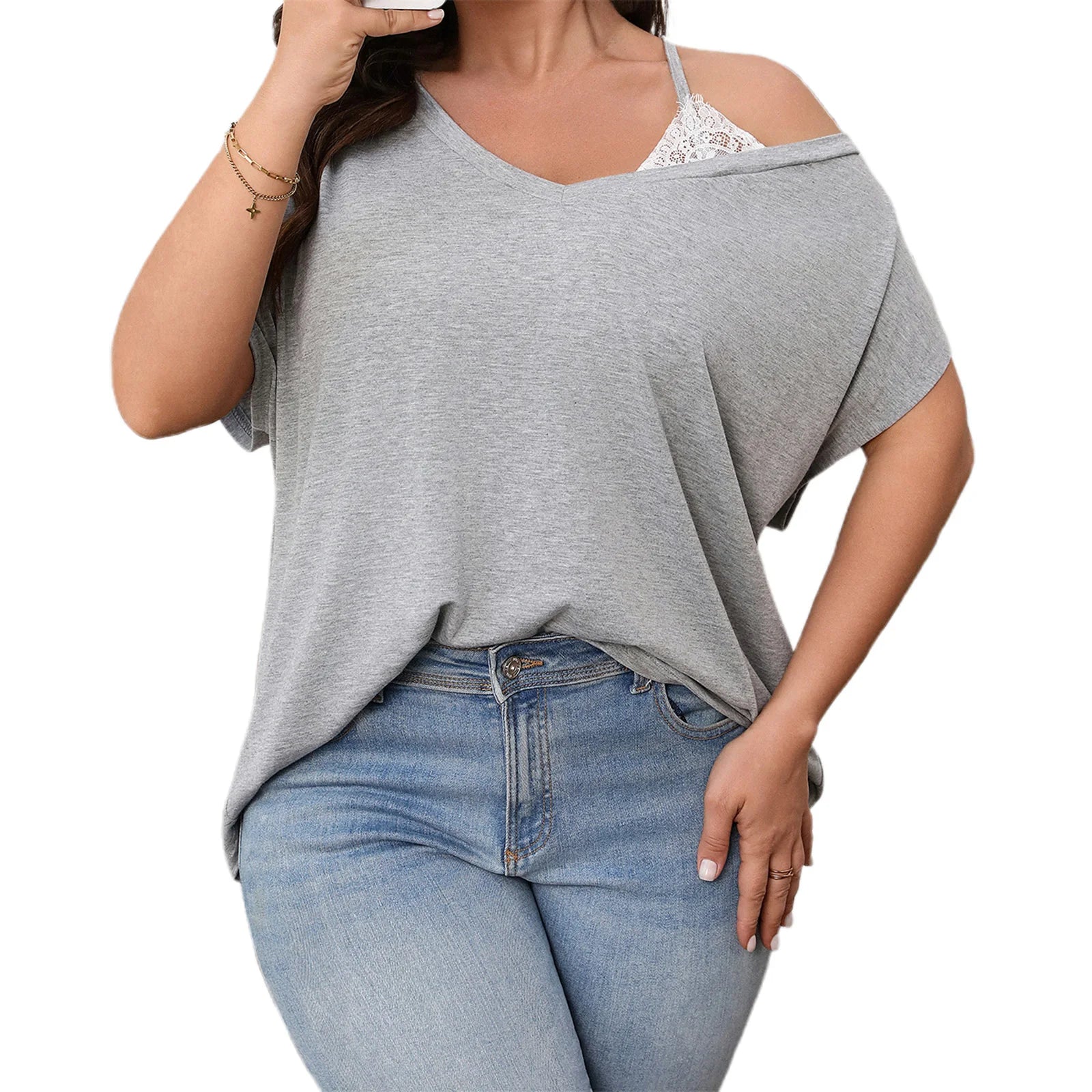 Plus Size Floral Off-Shoulder Ruffle Top