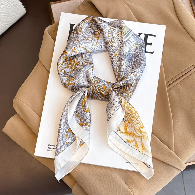 LuxeSilk 70x70cm Printed Women’s Square Scarf – 2025 Fashion Collection