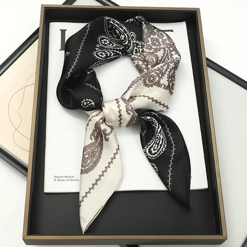 LuxeSilk 70x70cm Printed Women’s Square Scarf – 2025 Fashion Collection