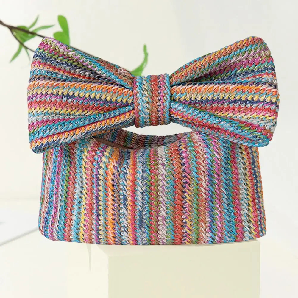 Boho Straw Bow Clutch Bag
