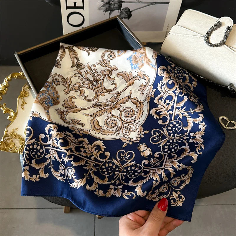 LuxeSilk 70x70cm Printed Women’s Square Scarf – 2025 Fashion Collection