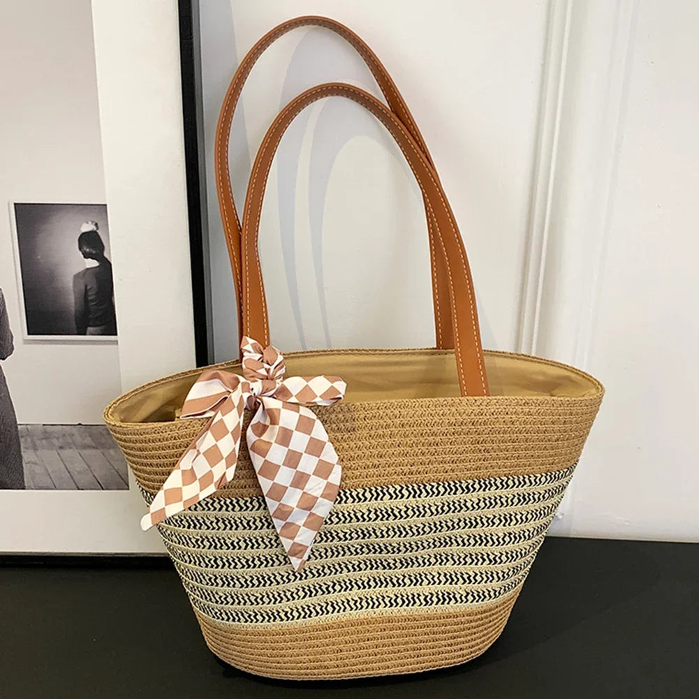 Women’s Straw Crochet Beach Tote Bag