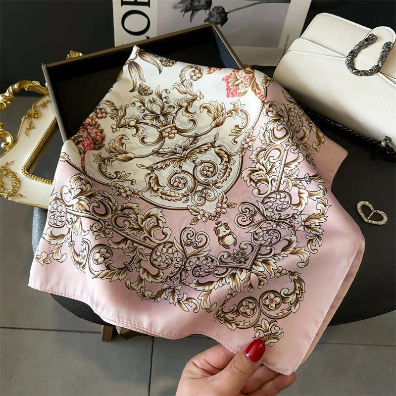 LuxeSilk 70x70cm Printed Women’s Square Scarf – 2025 Fashion Collection