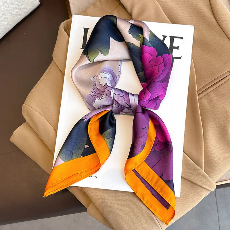 LuxeSilk 70x70cm Printed Women’s Square Scarf – 2025 Fashion Collection