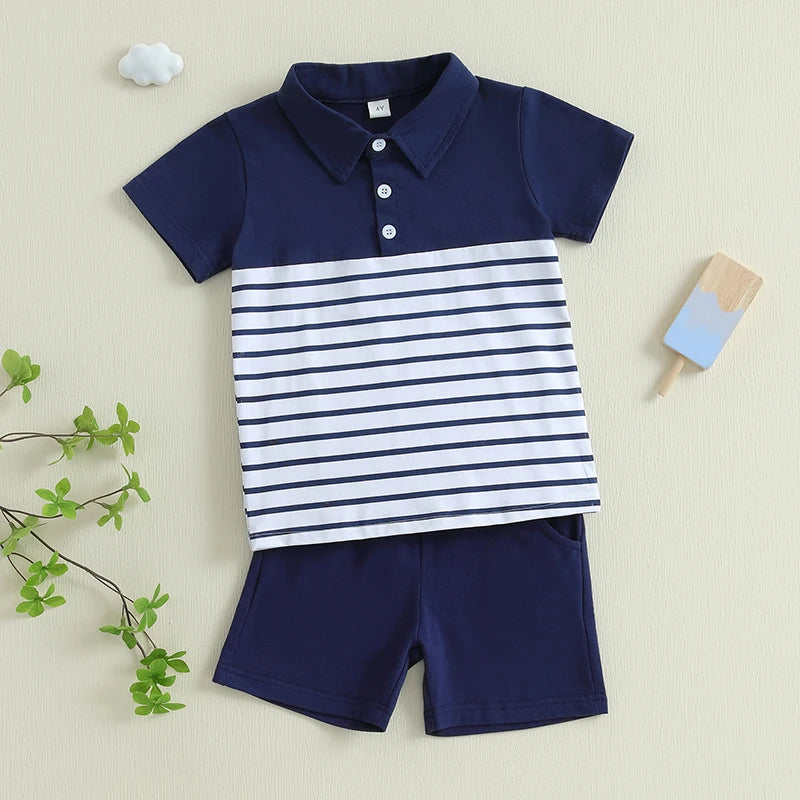 Boys Summer Outfit Set – Graphic Tee & Denim Shorts