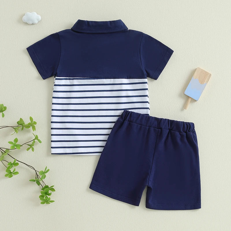 Boys Summer Outfit Set – Graphic Tee & Denim Shorts