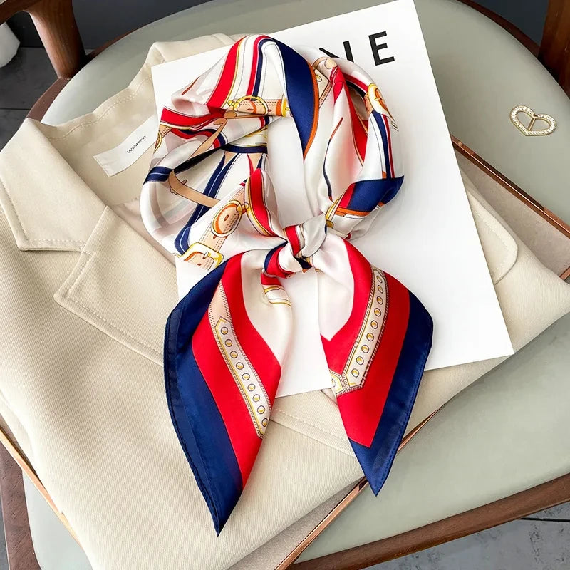 LuxeSilk 70x70cm Printed Women’s Square Scarf – 2025 Fashion Collection