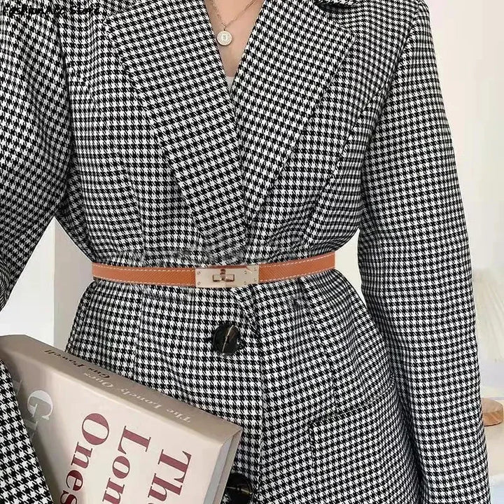 Women's PU Leather Thin Belt with Metal Buckle