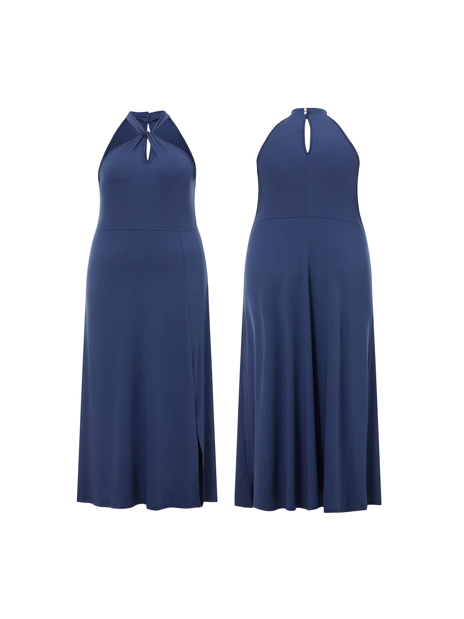 Elegant Plus Size Halter A-Line Dress