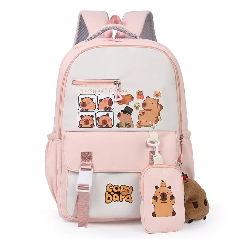 Cartoon Capybara Kawaii School Backpack