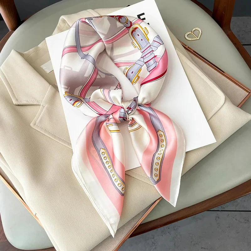 LuxeSilk 70x70cm Printed Women’s Square Scarf – 2025 Fashion Collection