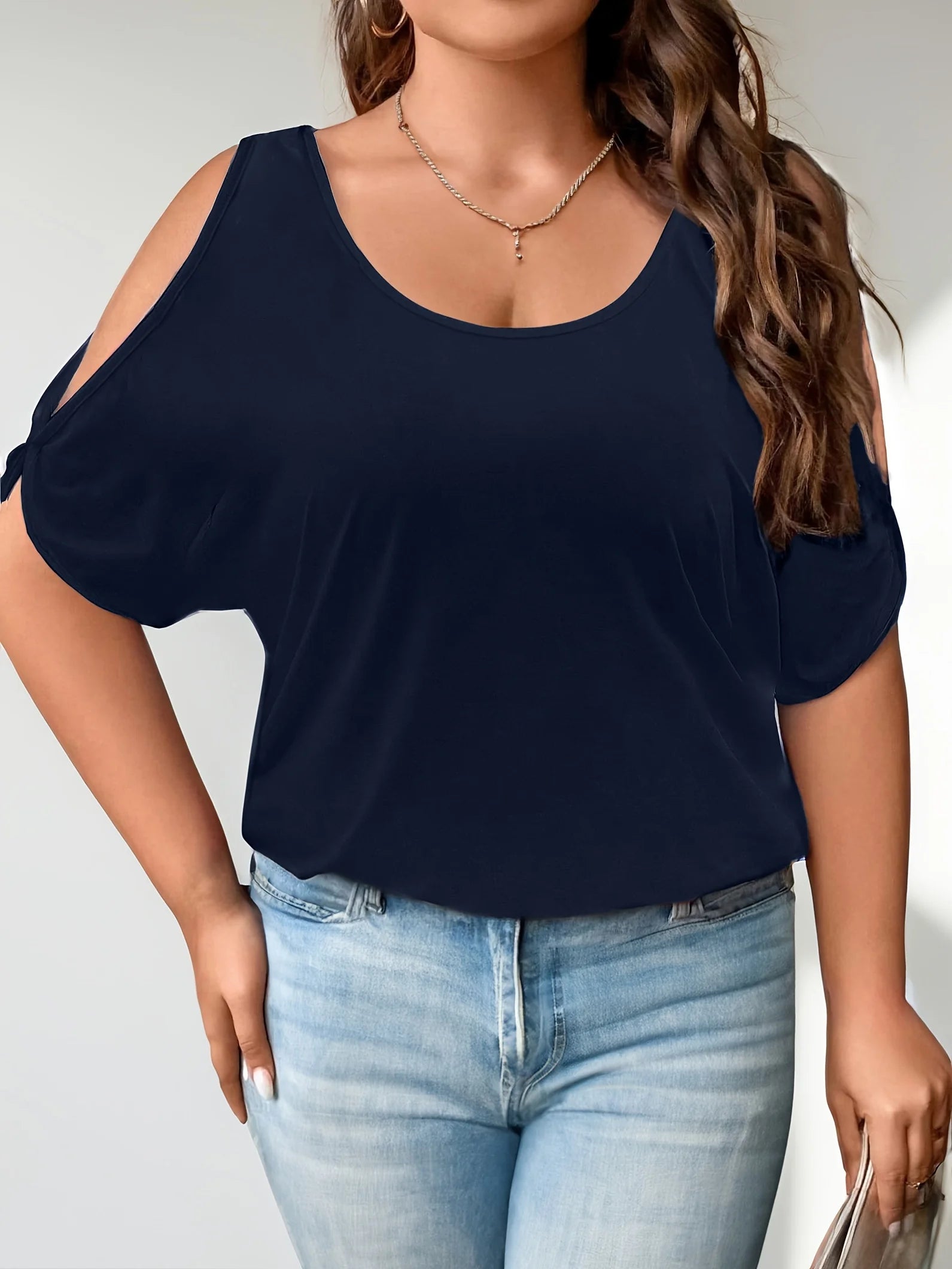 BreezeChic Plus Size Cold Shoulder Summer Top