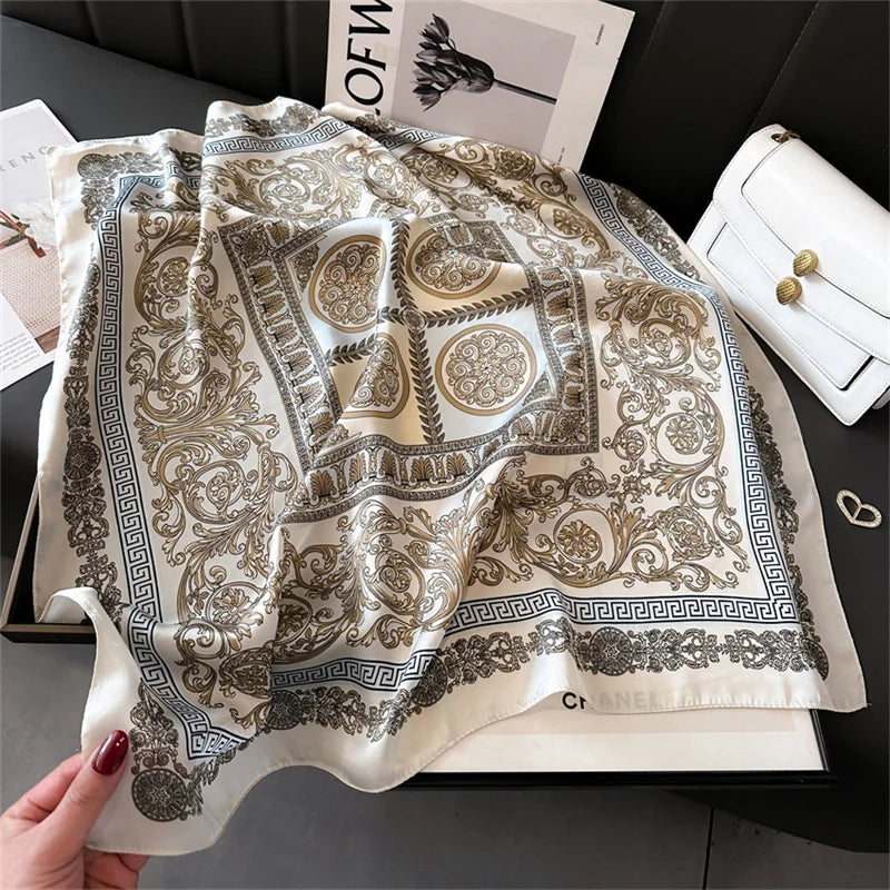 LuxeSilk 70x70cm Printed Women’s Square Scarf – 2025 Fashion Collection