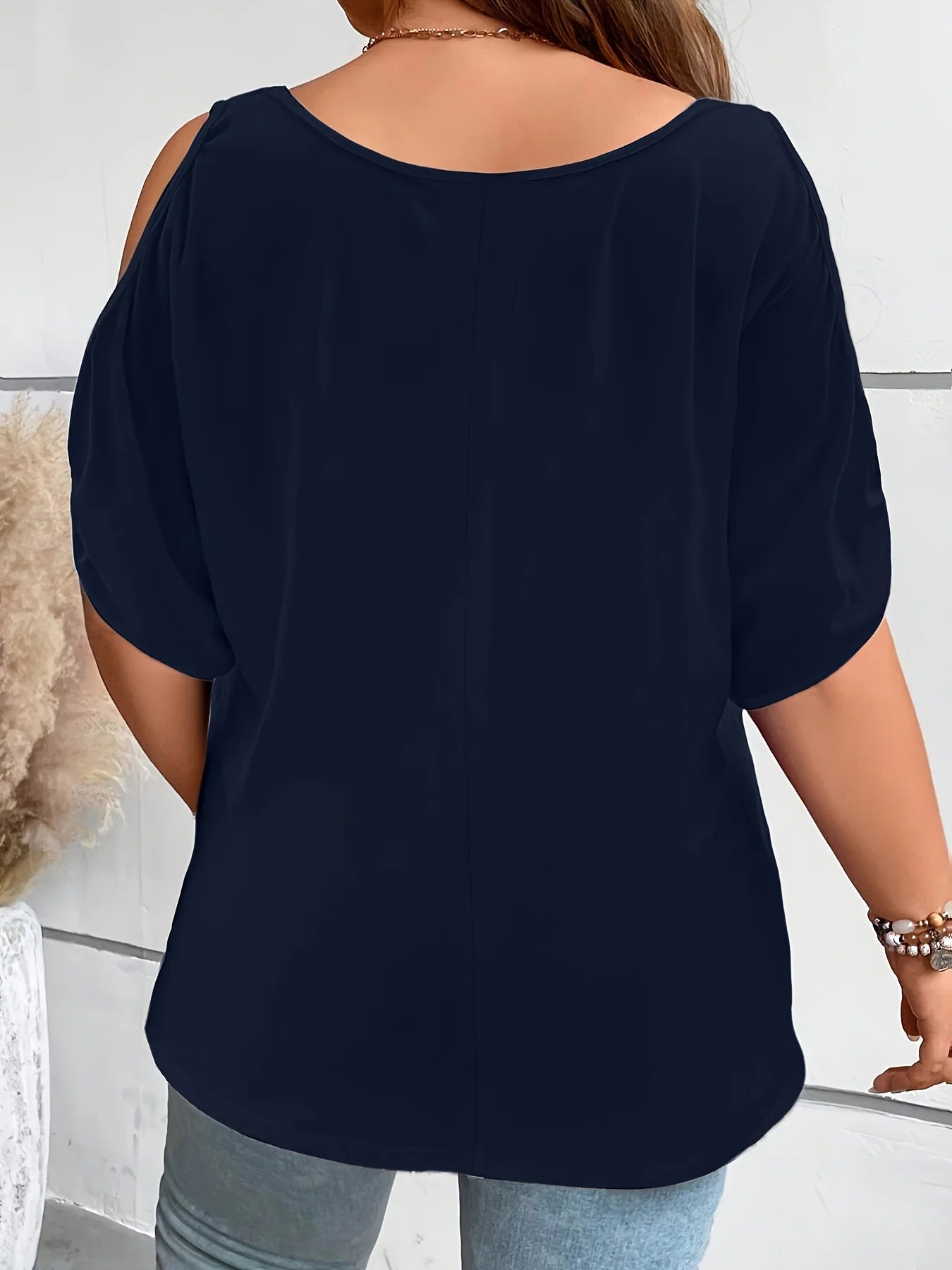 BreezeChic Plus Size Cold Shoulder Summer Top