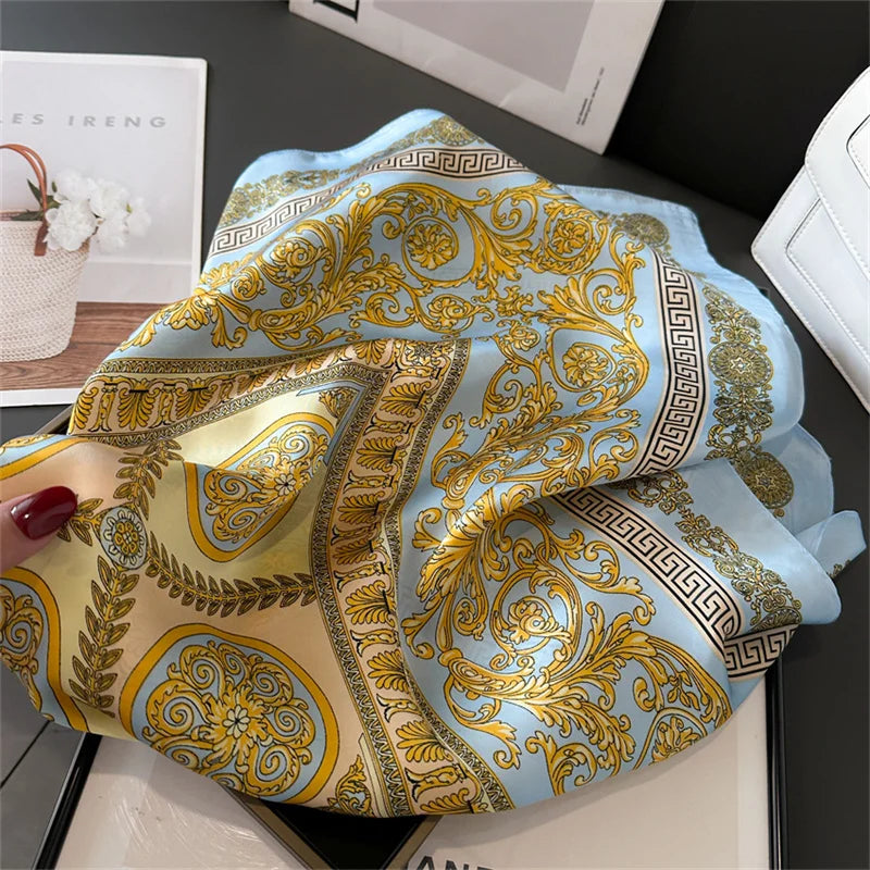 LuxeSilk 70x70cm Printed Women’s Square Scarf – 2025 Fashion Collection