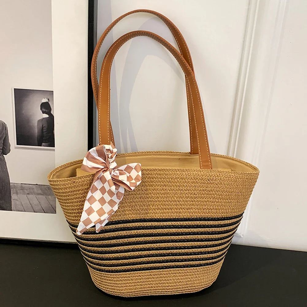 Women’s Straw Crochet Beach Tote Bag
