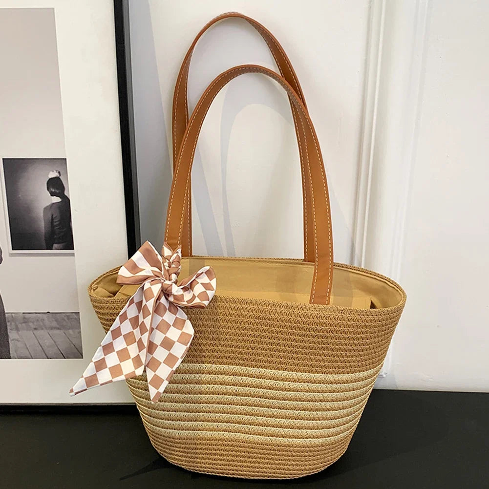 Women’s Straw Crochet Beach Tote Bag