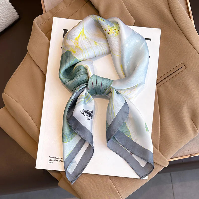 LuxeSilk 70x70cm Printed Women’s Square Scarf – 2025 Fashion Collection