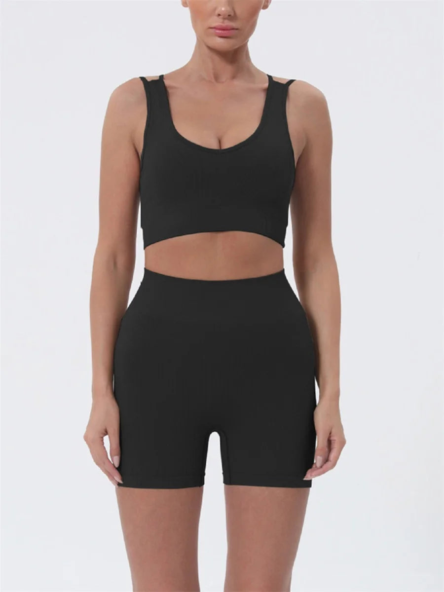 Women’s Summer 2-Piece Sleeveless Crop Top & Shorts Set