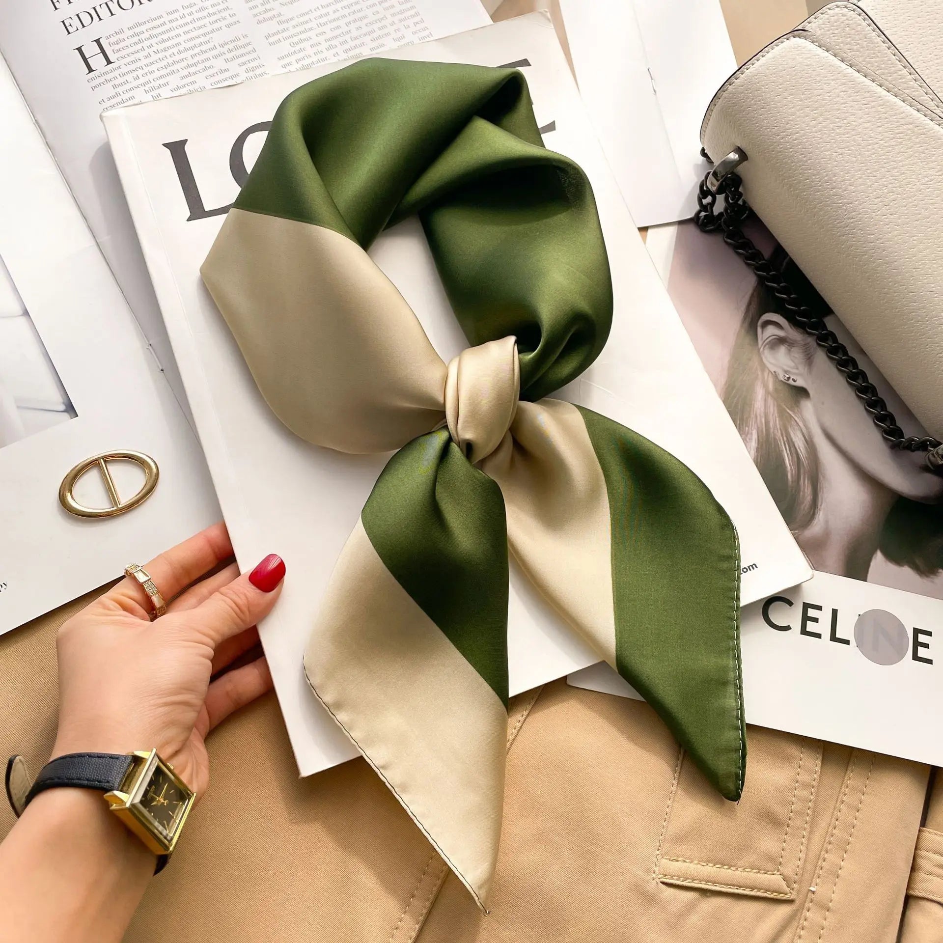 LuxeSilk 70x70cm Printed Women’s Square Scarf – 2025 Fashion Collection