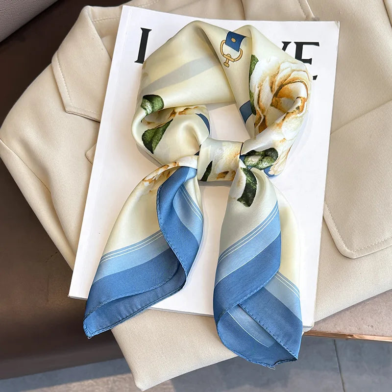 LuxeSilk 70x70cm Printed Women’s Square Scarf – 2025 Fashion Collection